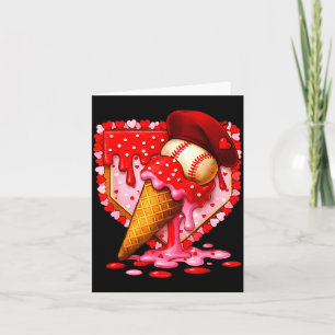 Baseball Heart Valentine Baseball Ice Cream Drip B Card