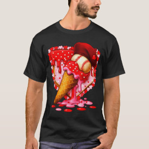 Baseball Heart Valentine Baseball Ice Cream Drip B T-Shirt