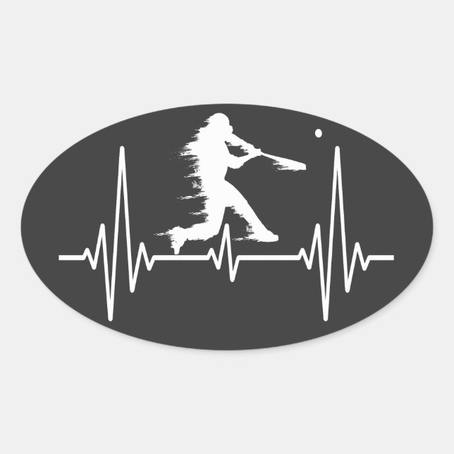 Baseball Heartbeat funny Baseball Players Oval Sticker (Front)
