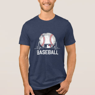 Baseball Heartbeat T-Shirt – Modern Distressed Tri-Blend Shirt