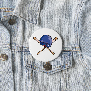 Baseball Helmet and Bats Sports 3 Inch Round Button
