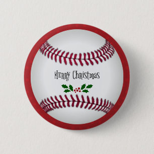 Baseball Holiday Design, Merry Christmas 2 Inch Round Button