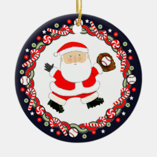 Baseball Holiday Gift Ceramic Ornament