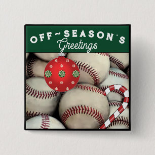 Baseball Holiday Gift Christmas Stocking Stuffers  2 Inch Square Button
