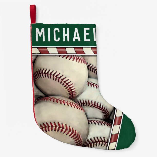 Baseball Holiday Gift Small Christmas Stocking (Front)