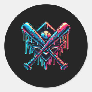 Baseball Home Plate Drip Baseball Drip Baseball Ic Classic Round Sticker