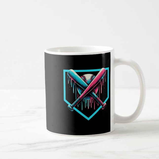 Baseball Home Plate Drip Boys Baseball Bat  Coffee Mug (Right)