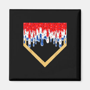 Baseball Home Plate Drip Boys Ice Cream Us Flag 4t Magnet