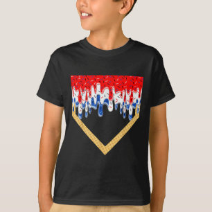 Baseball Home Plate Drip Boys Ice Cream Us Flag 4t T-Shirt