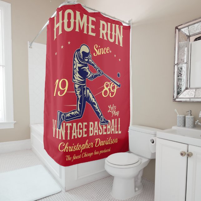 Baseball Home Run Add Your Name Date & Message Red (In Situ)
