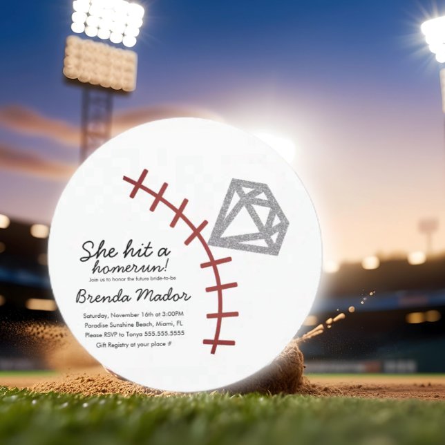 Baseball Homerun Diamond Gem Bridal Shower Invite (Creator Uploaded)