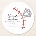 Baseball Homerun Diamond Gem  Save The Date  Round Paper Coaster<br><div class="desc">Save the Date Baseball Theme</div>
