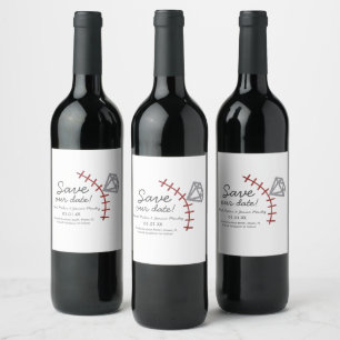 Baseball Homerun Diamond Gem  Save The Date    Wine Label