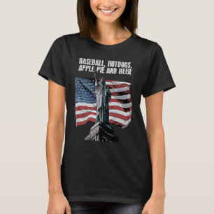 Baseball Hotdogs Apple Pie Beer 4th of July Party T-Shirt