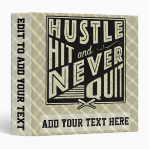 Baseball Hustle Hit & Never Quit 3 Ring Folder Binder