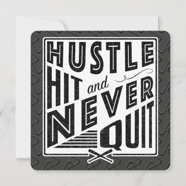 Baseball Hustle, Hit & Never Quitter Invitations (Devant)