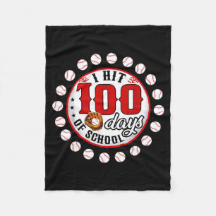 Baseball I Hit 100 Days Of School Baseball Player Fleece Blanket