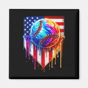 Baseball Ice Cream American Flag Drip  Magnet
