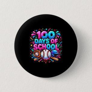 Baseball Ice Cream Drip 100 Days Of School Student 2 Inch Round Button