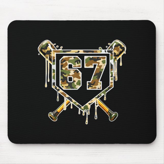 Baseball Ice Cream Drip 67 Camo Six Seven Funny Me Mouse Pad (Front)