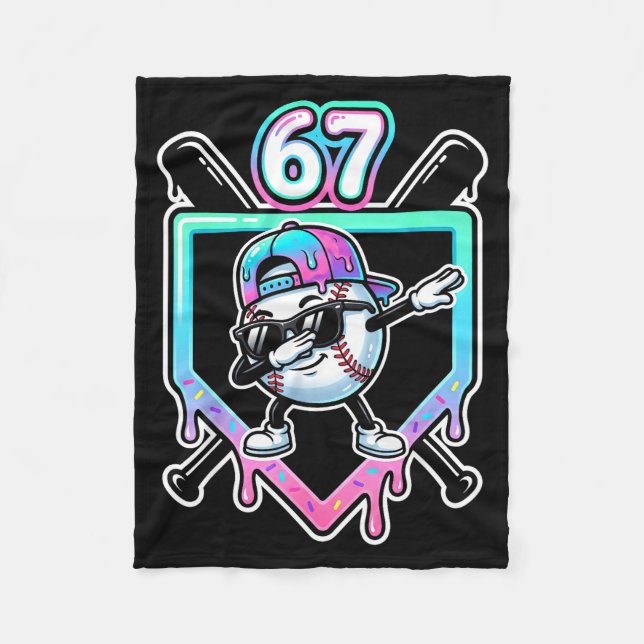 Baseball Ice Cream Drip 67 Player Dabbing Six Seve Fleece Blanket (Front)