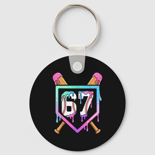 Baseball Ice Cream Drip 67 Player Dabbing Six Seve Keychain (Front)