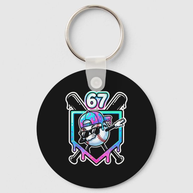 Baseball Ice Cream Drip 67 Player Dabbing Six Seve Keychain (Front)