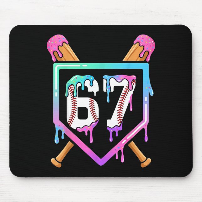Baseball Ice Cream Drip 67 Player Dabbing Six Seve Mouse Pad (Front)