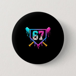 Baseball Ice Cream Drip 67 Six Seven Meme Number 6 2 Inch Round Button