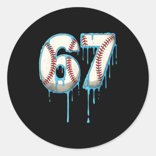 Baseball Ice Cream Drip 67 Six Seven Meme Number 6 Classic Round Sticker