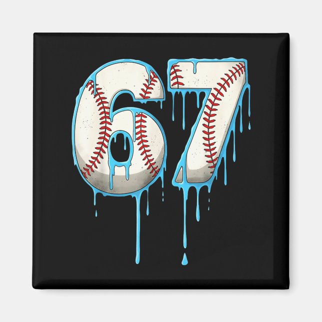 Baseball Ice Cream Drip 67 Six Seven Meme Number 6 Magnet (Front)