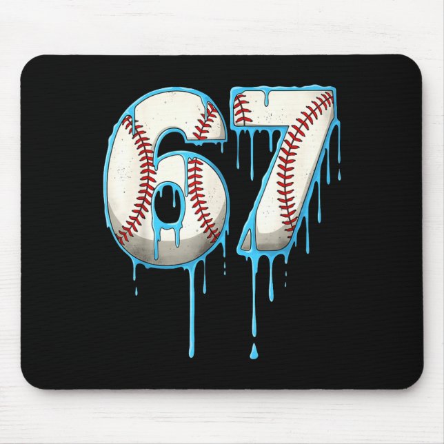 Baseball Ice Cream Drip 67 Six Seven Meme Number 6 Mouse Pad (Front)
