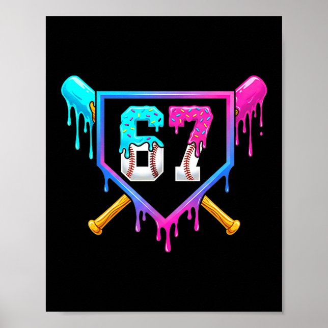 Baseball Ice Cream Drip 67 Six Seven Meme Number 6 Poster (Front)