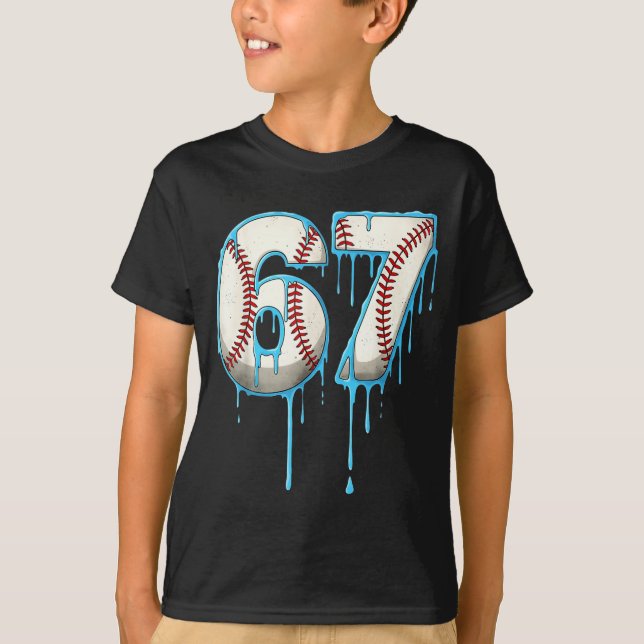 Baseball Ice Cream Drip 67 Six Seven Meme Number 6 T-Shirt (Front)