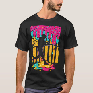 Baseball Ice Cream Drip Boys Girls American Flag T-Shirt