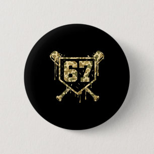 Baseball Ice Cream Drip Camo Number 67 Player 67th 2 Inch Round Button