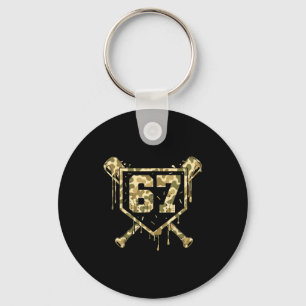 Baseball Ice Cream Drip Camo Number 67 Player 67th Keychain
