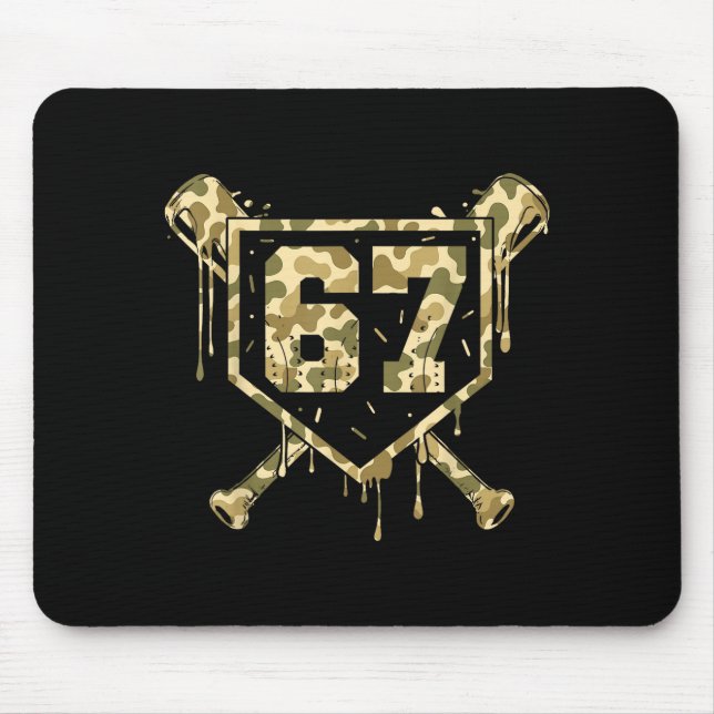 Baseball Ice Cream Drip Camo Number 67 Player 67th Mouse Pad (Front)
