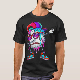 Baseball Ice Cream Drip Dabbing Sports Sprinkles T-Shirt