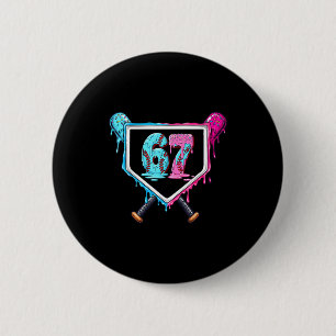Baseball Ice Cream Drip Number 67 Player 67th Birt 2 Inch Round Button