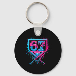 Baseball Ice Cream Drip Number 67 Player 67th Birt Keychain