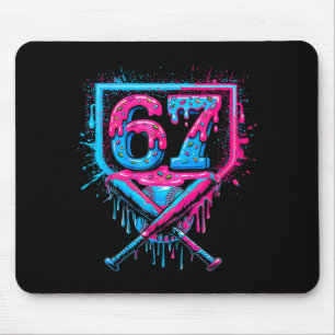 Baseball Ice Cream Drip Number 67 Player 67th Birt Mouse Pad