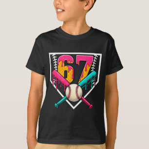 Baseball Ice Cream Drip Number 67 Player 67th Birt T-Shirt