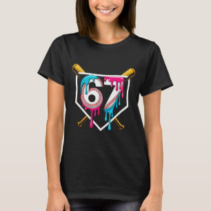 Baseball Ice Cream Drip Number 67 Player 67th Birt T-Shirt