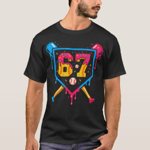 Baseball Ice Cream Drip Number 67 Player 67Th Birt T-Shirt