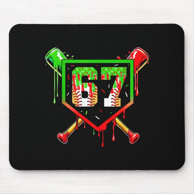 Baseball Ice Cream Drip Number 67 Player 6 7 Chris Mouse Pad (Front)