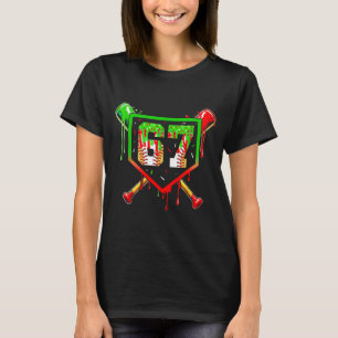 Baseball Ice Cream Drip Number 67 Player 6 7 Chris T-Shirt
