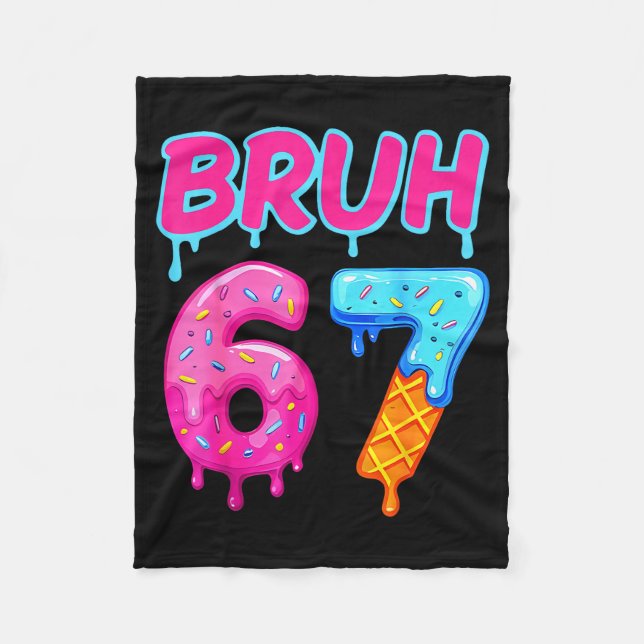 Baseball Ice Cream Drip Number 67 Player Or 67th B Fleece Blanket (Front)