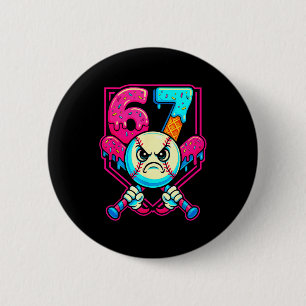Baseball Ice Cream Drip Number 67 Six Seven Meme 6 2 Inch Round Button