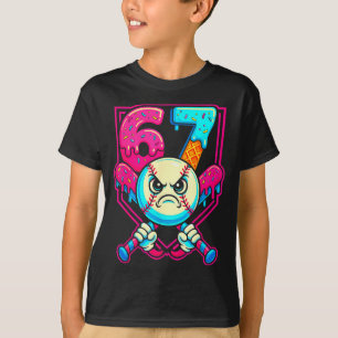 Baseball Ice Cream Drip Number 67 Six Seven Meme 6 T-Shirt